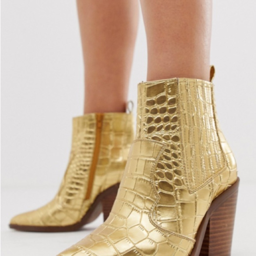 Sam Edelman Gold Textured Ankle Booties